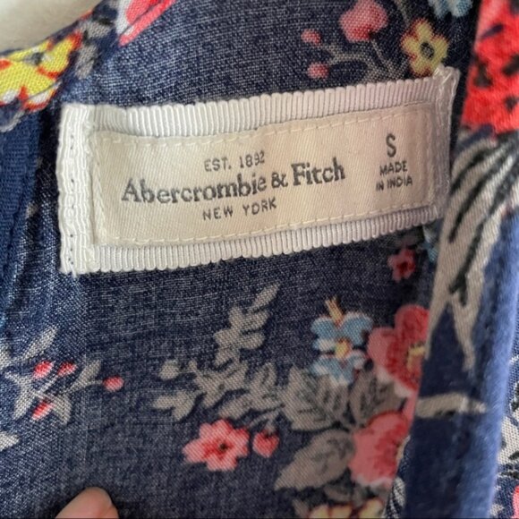 Abercrombie & Fitch Navy Floral Mini Dress with Back Cutout - Picture 7 of 9